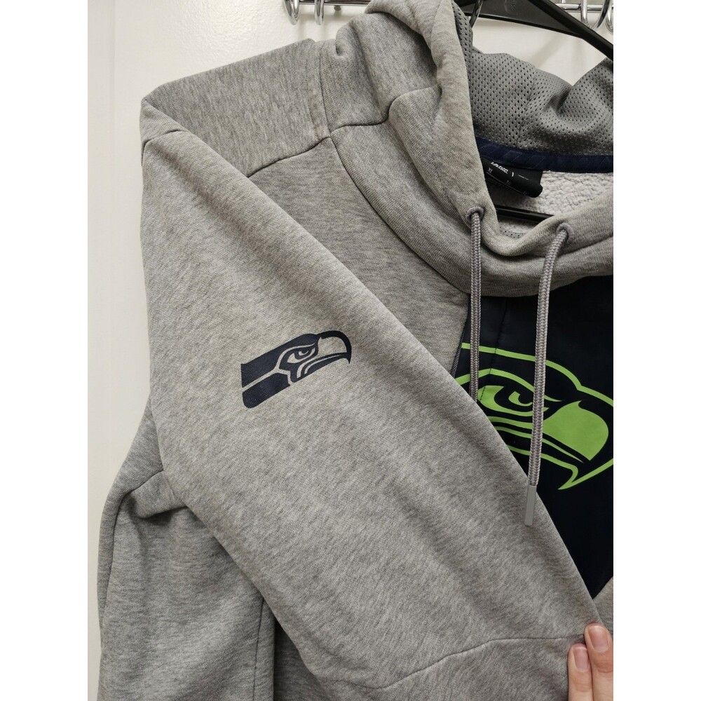 Nike Men's XL Seattle Seahawks NFL Logo Hoodie Cotton Pullover Sweatshirt Gray - Picture 8 of 13